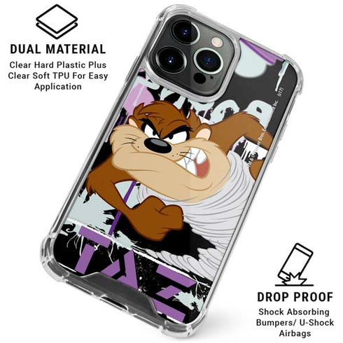 Looney Tunes Splatter Paint Tasmanian Devil iPhone 16 Pro Clear Case